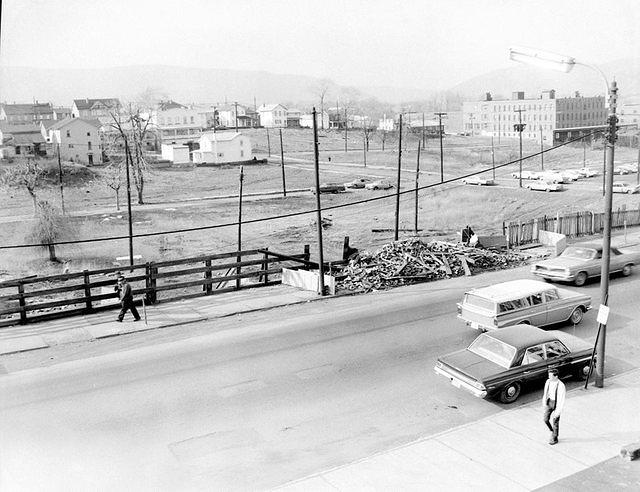 April 1967. Looking out over the future sites of Apollo Apartments, Infantino Towers, Kennedy Boulevard, etc