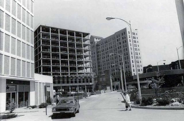 June 1975 - Construction of Wilkes-Barre Center. View from Dyer Lane